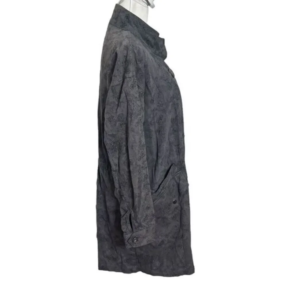 Free People Jacquard‎ Utility Jacket Women's Size XS Gray Printed Boho Oversized